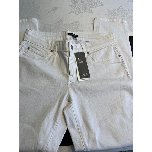 Eileen Fisher White Skinny Ankle Jeans Organic Cotton Women’s Sz 4 ~ MSRP $178